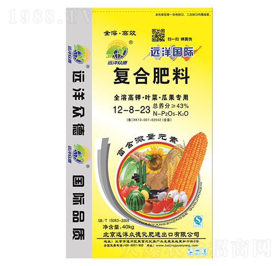 全溶高鉀·葉菜瓜果專用復(fù)合肥料12-8-23-遠(yuǎn)洋眾德